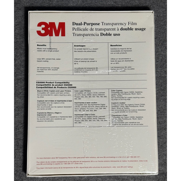 3M Multipurpose Transparency Film Clear 8.5x11” 65 Count Inkjet Laser Copier - Picture 2 of 4